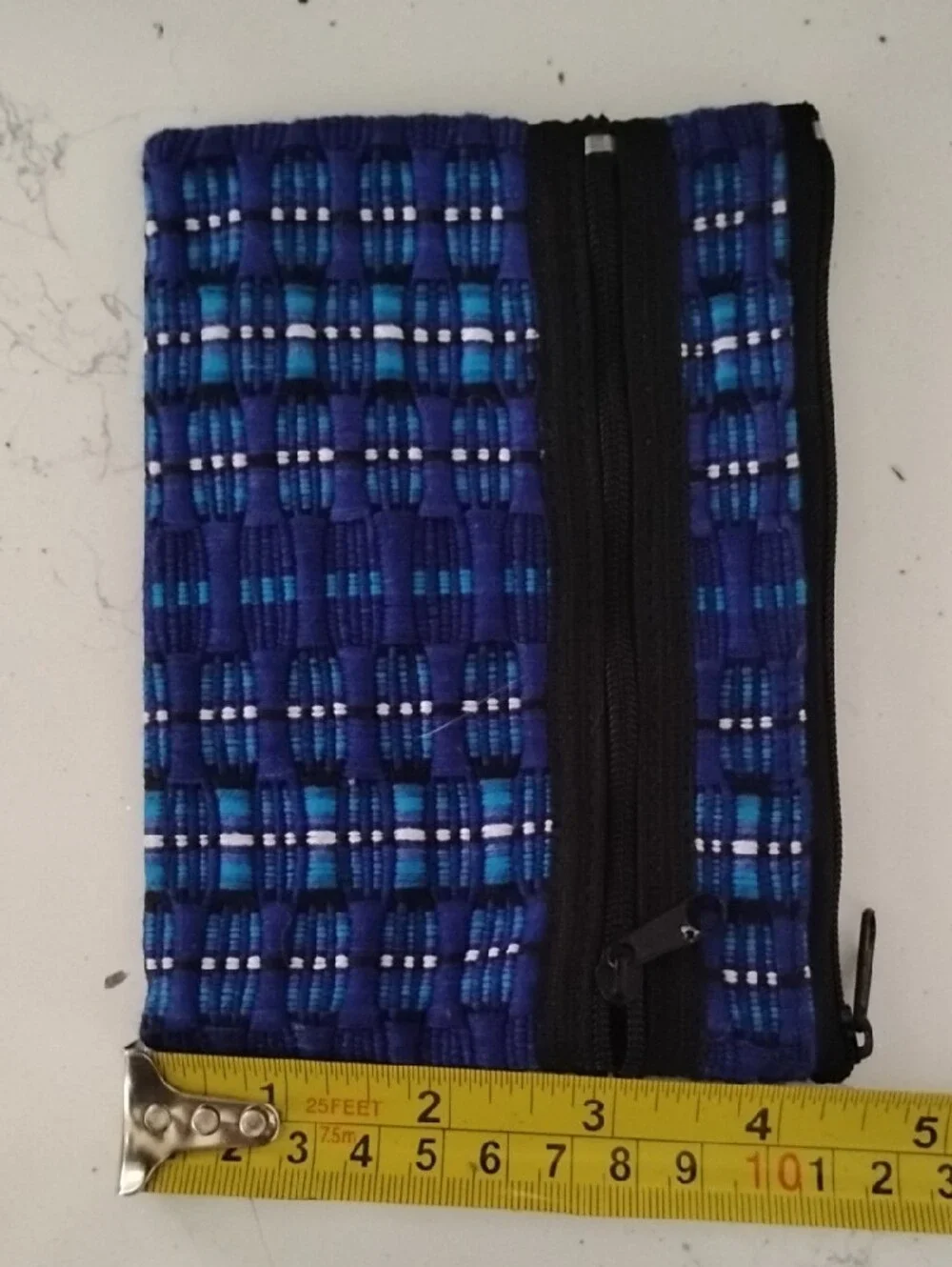 Blue Woven Zipper Pouch